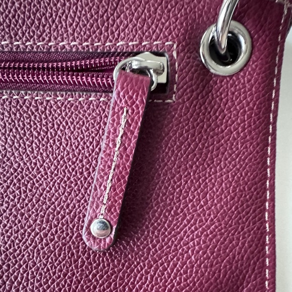 NWoT Genuine Leather Brown Wristlet Clutch Wallet, Zipper Striped Satin Interior - Picture 5 of 12